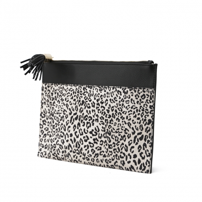 bolso de embrague de las mujeres del diseño del OEM del cuero genuino del estampado leopardo 