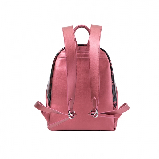 mochila de escuela de cuero genuino de camuflaje lindo diseño rosa mujeres 
