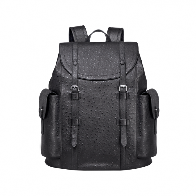 Ostrich embossed leather backpack