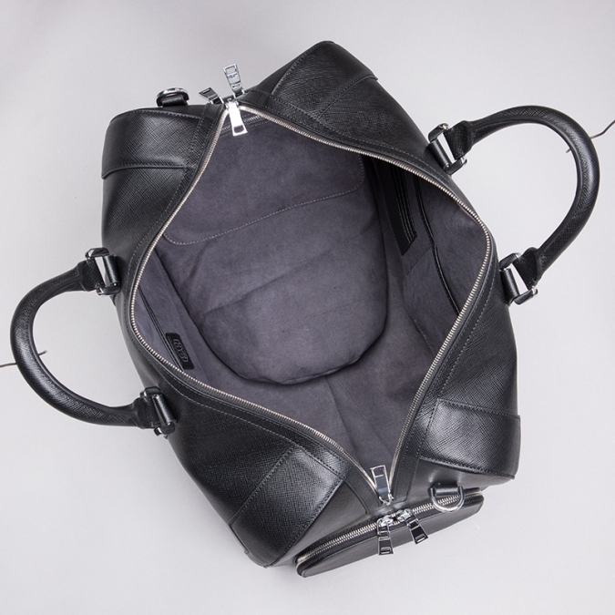 Bolsos de viaje de cuero saffiano para hombres de calidad de lujo personalizados con bolsillo para zapatos 